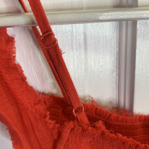 Intimately Free People Ironworks flounce orange boho smocked dress W-736 Sz XS - Picture 11 of 11